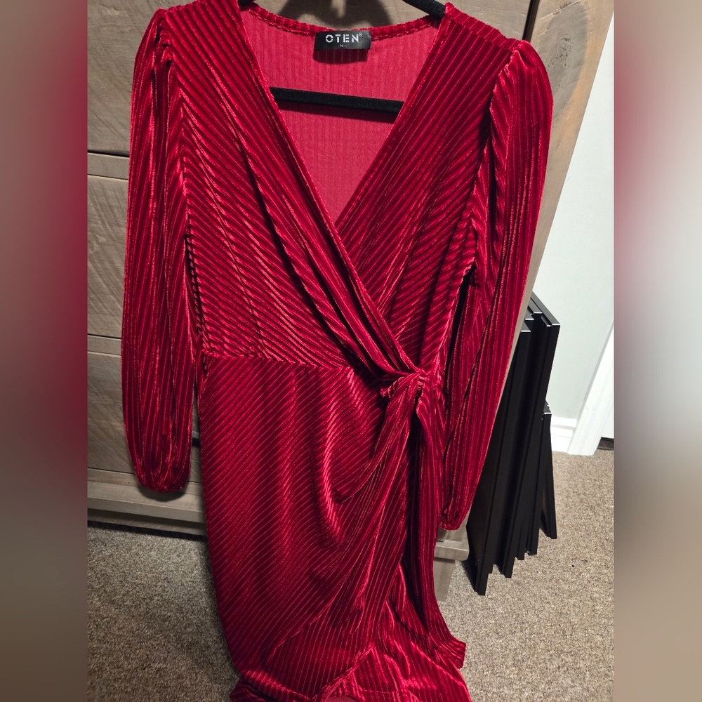 Velvet Red Wrap Dress